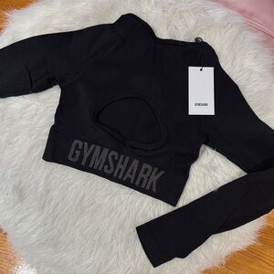 Gymshark Flex XS Black Cutout Long Sleeve Crop Top New